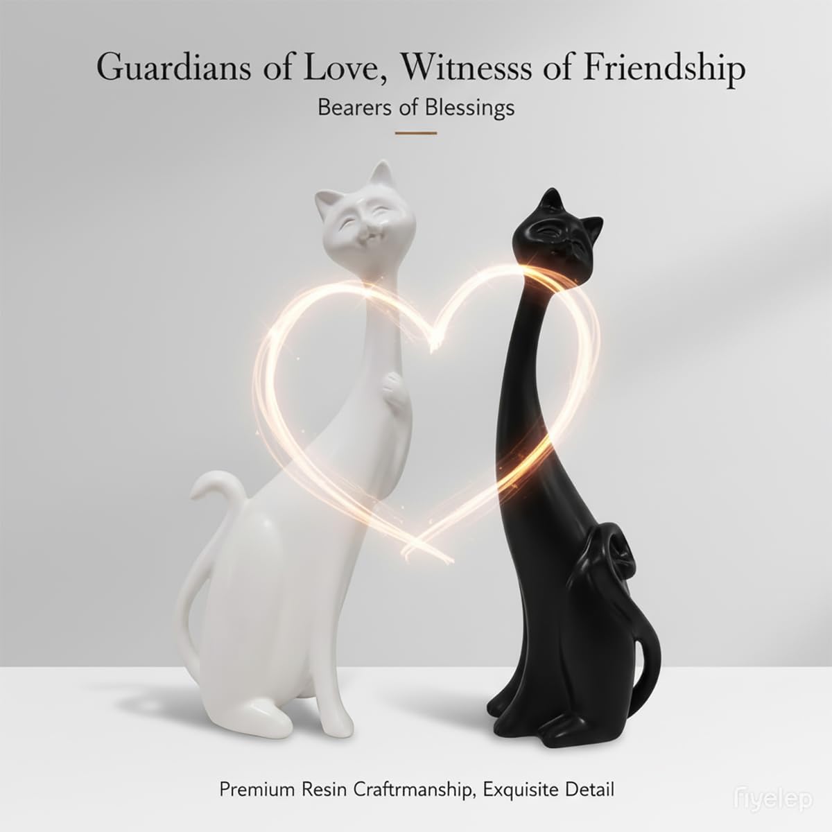 masteymoh Cat Figurines Pack of 2, Black Resin Cat Statues Minimalist Modern Abstract Cat Sculptures for Bookshelf Decoration, Original Aesthetic Birthday Wedding Gift for Cat Lovers (2 in Black)