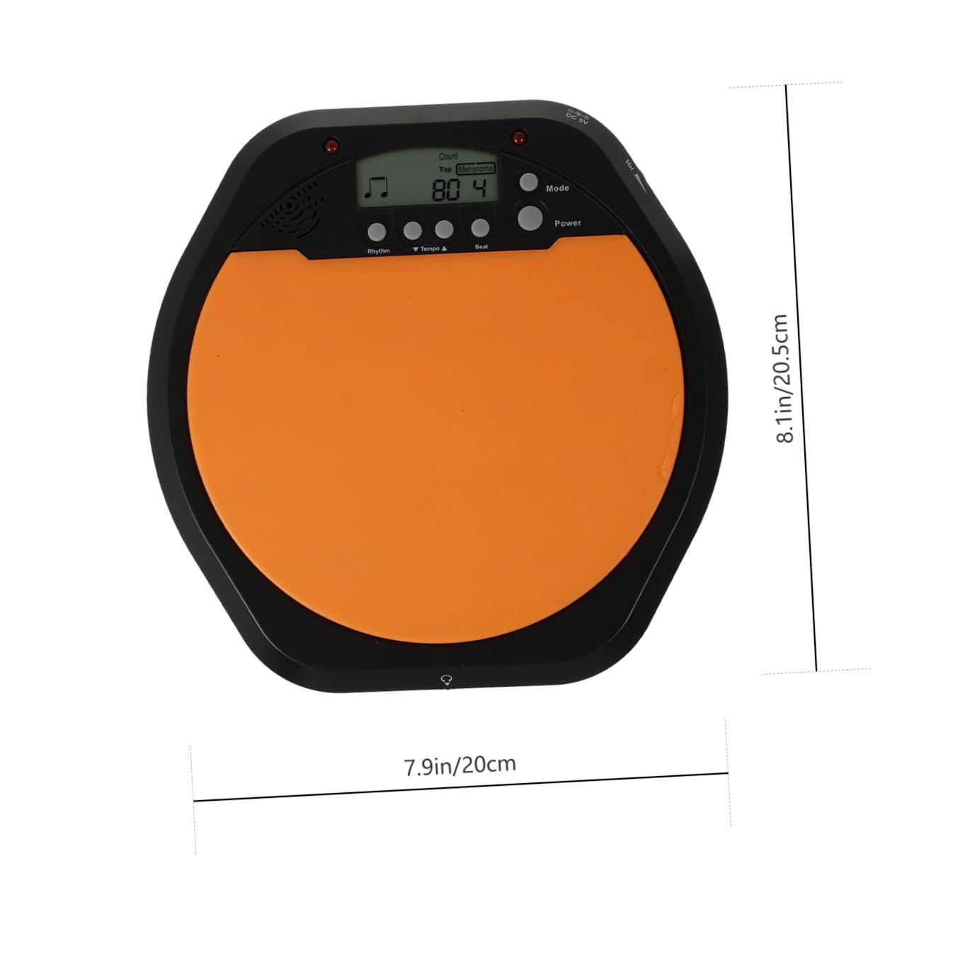 Pad Electrónico de Práctica de Batería de 8 Pulgadas Naranja | Reducción de Volumen, Silicona y Abs, Flexible y Portátil, Métrica Rítmica para Principiantes