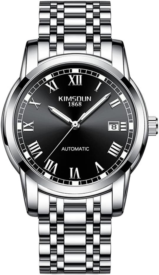 MASTOP Men's Automatic Watches Power Reserve Display Stainless Steel Watches Waterproof Swiss Gents Wrist Watch