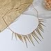 Fashion Spikes Rivets Draped Chunky Collar Necklace for Women Jewelry-Gold