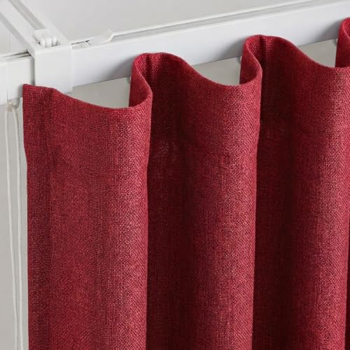 Image of FRESH FROM LOOM Jute Non-Ring Curtains | S-Wave Pleat |Premium 9 ft Door Non-Ring Curtains | S-Wave Pleat | Parda | Light Block Parde | (Size - 9ft, Red, 1pc)