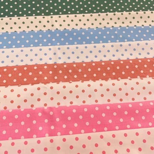 Image of Cotton Fabric DIY Making Supplies Quilting Patchwork Fabric Fat Quarter Bundles DIY for Quilting Cotton Patchwork Cushions (8pcs Dot, 20 inch x 20 inch)