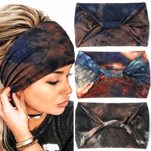 Zoestar Boho-Stirnbänder, breit, Batikfärbung, Yoga-Kopftuch, geknotet, Turban-Stirnband, Vintage, stilvolle Haarbänder, elastisch, dick, modisch, Haarschmuck für Damen und Mädchen (3 Stück) Zoestar Boho-Stirnbänder, breit, Batikfärbung, Yoga-Kopftuch, geknotet, Turban-Stirnband, Vintage, stilvolle Haarbänder, elastisch, dick, modisch, Haarschmuck für Damen und Mädchen (3 Stück)
