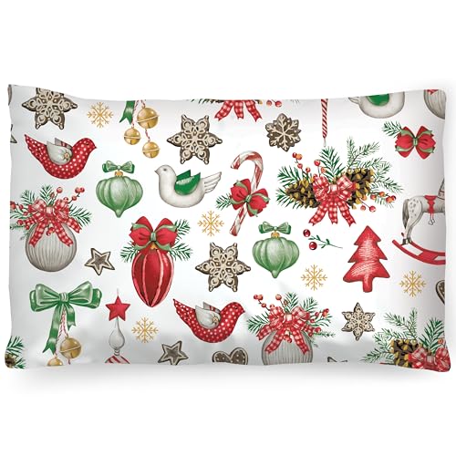 PinkZebra Kopfkissenbezug Weihnachten 40 x 80 cm aus 100% Baumwolle,...