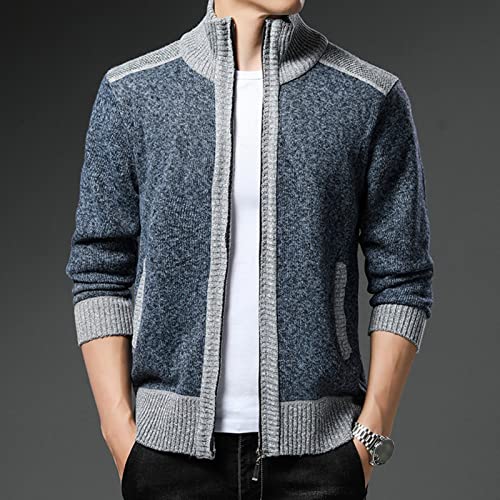 Men's Casual Full Zip Sweaters Stand Collar Knitted Long Sleeve Cardigan Slim Fit Cardigan Sweaters With Pockets2