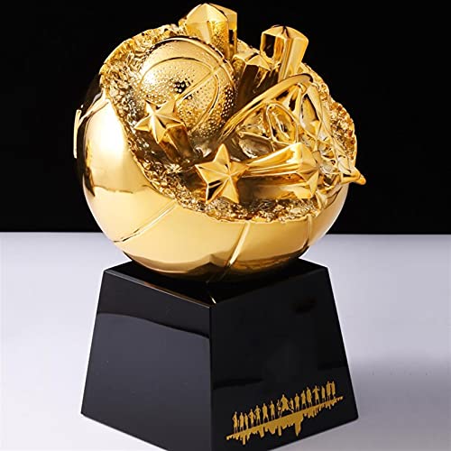 Basketbalspel, NBA-kampioenschap trofee, aangepaste gravure prijzen, creatieve slam dunk mvp souvenir, 1: 1 model (Color : Gold, Size : 22 * 10 * 10cm) - Image 3