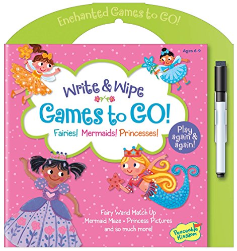 Peaceable Kingdom Fairy, Mermaid, Princess Write and Wipe Games to Go! Activity Book