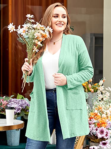 Image of LARACE Open Front Knit Plus Size Cardigan Sweaters for Women with Pockets