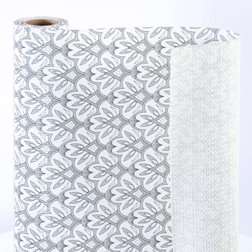RAY STAR 12X120 Inch Shelf Liner for Kitchen Cabinets, Non-Adhesive Cabinet Liner Washable, PVC Drawer Liner for Dresser Non-Slip Bathroom (Black Floral)(2 Roll)