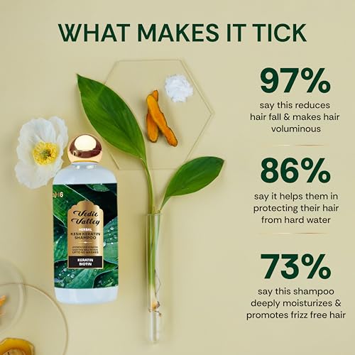 Image of Vedic Valley Herbal Keratin Shampoo for Women & Men with Honey, Argan Oil & Collagen Protein | Sulphate and Paraben Free Shampoo for Hair Frizz Control, Growth & Strengthening | 300ml