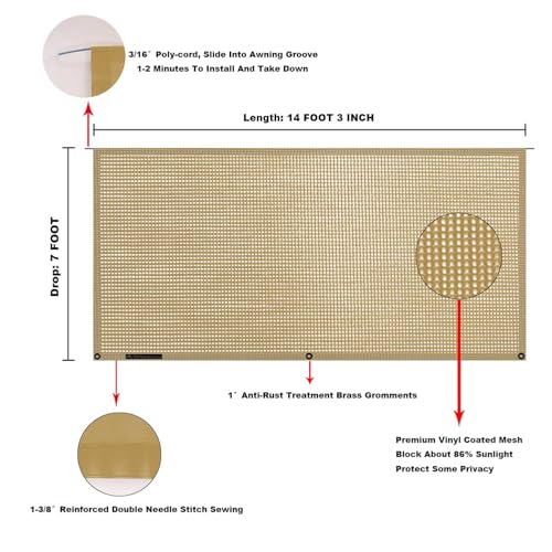 Image of RV Awning Mesh Sun Shade Screen for Motorhome Camper Trailer Sunshade