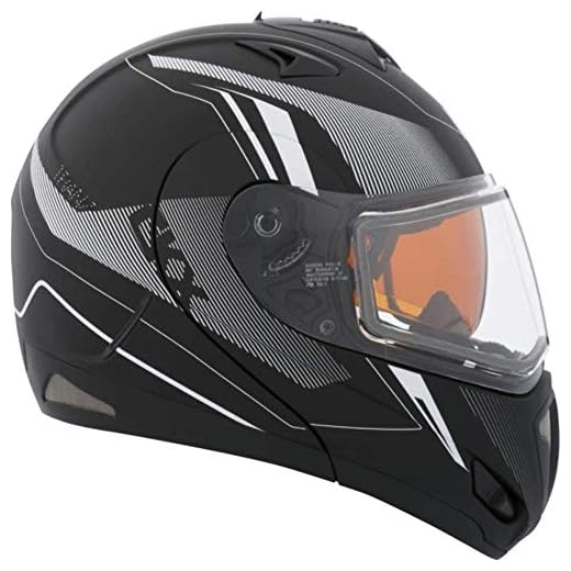 Snowmobile Helmet Modular Flip Up CKX Tranz RSV Recharge Black White Mat 5XLarge XXXXX-Large
