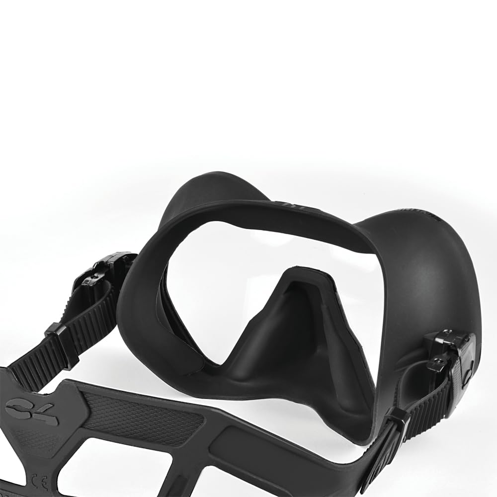 C4 Maschera Subacquea SKYLINE Antifog - Visione Panoramica Estrema, Monovetro Frameless, Silicone Anallergico, Tecnologia Plasma Antifog Permanente