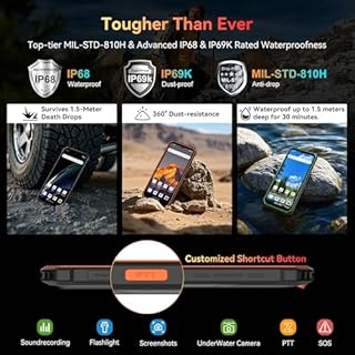 Blackview BV4800 SE Rugged Phone, 2025 Android 15 Phone, 12GB RAM+64GB ROM/2TB Rugged Smartphone, 6.56'' 90Hz Display, 16MP AI Camera, IP68/69K Waterproof, 5100mAh, NFC, Face ID