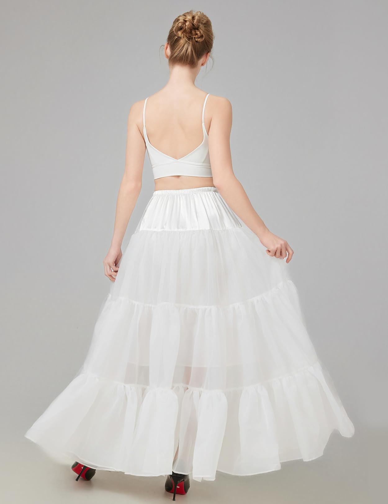 BEAUTELICATE Sottogonna Tulle Lunga 50s Sottogonna Sposa Crinolina Vintage Gonna Linea A per Matrimonio Rockabilly Abito Carnevale Halloween