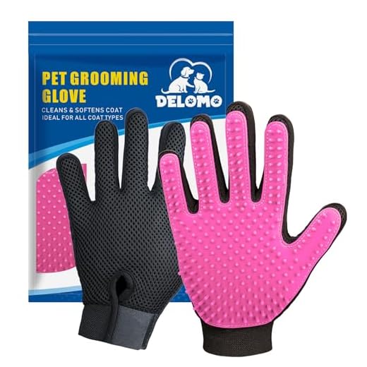 Pet Hair Removal Glove with 255 Silicone Tips for Dogs & Cats, 1 Pair Pink