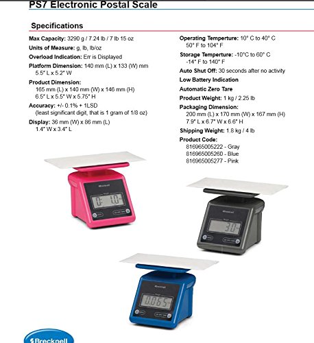 Brecknell PS7 Báscula Postal Electrónica Portátil 7 lb Pack 2 miniatura 3