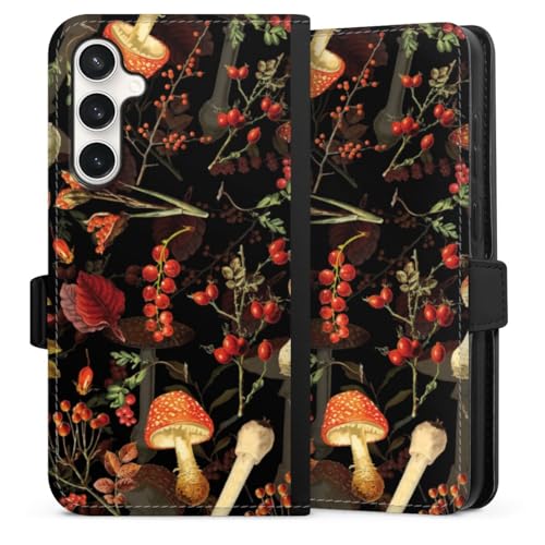Etui Galaxy S23 FE housse portefeuille clapet aimanté imprimé feuilles et champignons