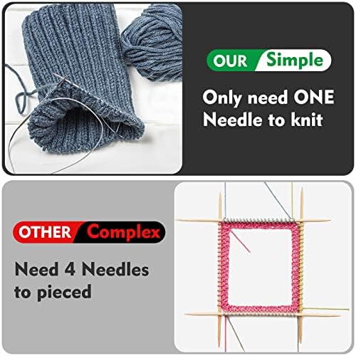 Nanaborn Circular Knitting Needles Set 40cm Stainless Steel Professional Double Pointed Round (5mm 4.5mm 4mm 3.5mm 3.25mm 2.75mm 2.5mm 2mm), Silver