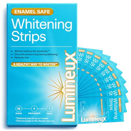 Lumineux Teeth Whitening Strips Kit - 9 Treatments (1 Month) - Peroxide Free - Enamel Safe for Whiter Teeth - Whitening Without The Sensitivity - Dentist Formulated - Sensitivity Free