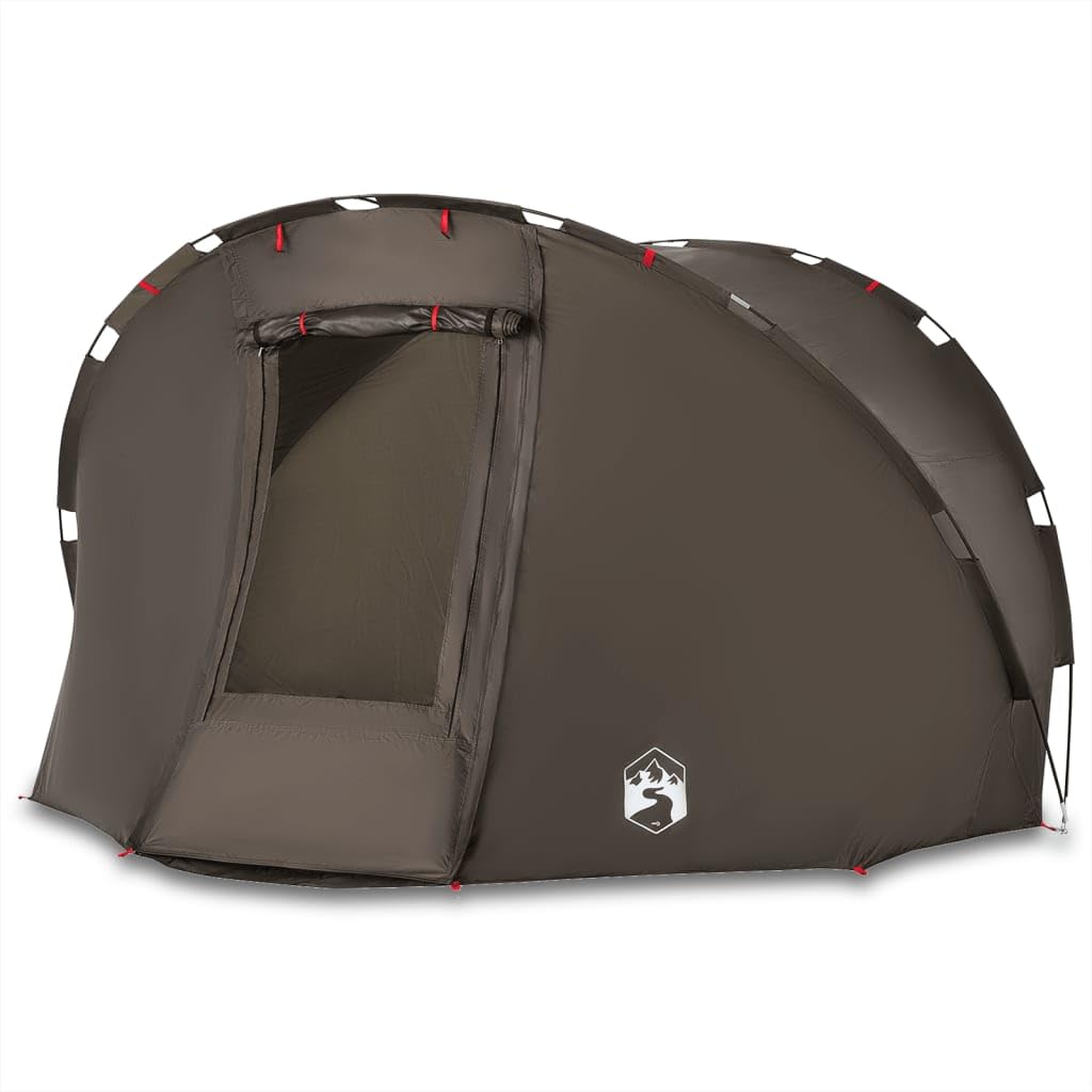 Tidyard Angelzelt Karpfenzelt Campingzelt Sekundenzelt Schnellaufbauzelt für Picknick Wandern Angeln 5 Personen Braun Wasserdicht