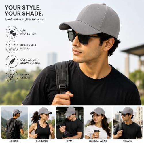 Image of Branded Cap for Men Women Unisex Boy's Girl's Topi Adjustable Strap Free Size Cotton Summer Sports Cricket Gym Dance Free Size