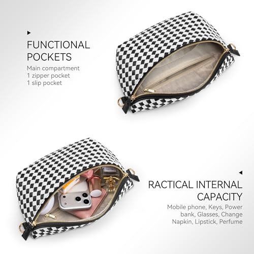 Image of KALIDI Woven Crossbody Bag for Women Travel Vegan Leather Checkered Bum Bag
