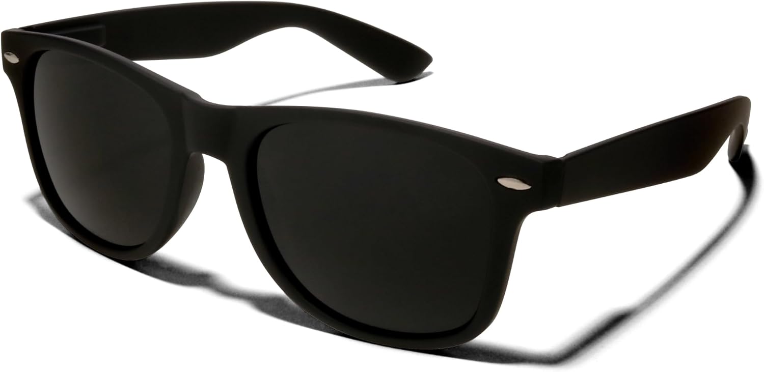 ShadyVEU Super Dark Black Lens Round Sunglasses UV Protection Spring Hinge Soft Matte Frame Fashion Shades