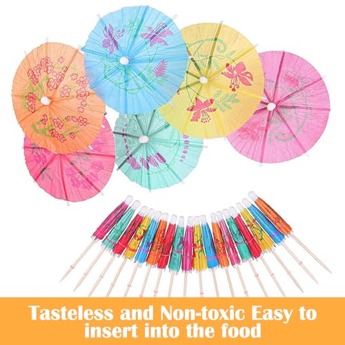 Image of DNY 25 Pcs Cocktail Umbrellas for Drinks - Colorful Paper Parasols for Party Decorations, Tiki Bar, Luau, Summer, Beach, Hawaiian Theme, Birthdays, and Tropical Cocktails