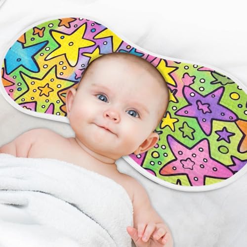 2 Pack Baby Burp Cloths, Soft Absorbent Burping Cloths for Babies, Cotton Milk Spit Up Rags, Large Size for Newborns, Baby Boys and Girls (Beautiful Colorful Stars) 6