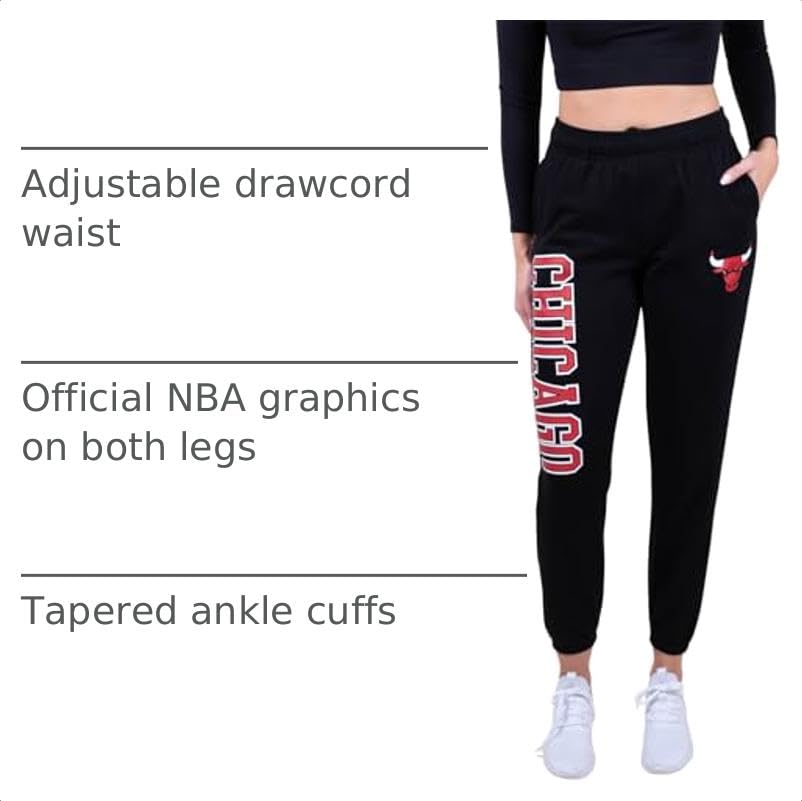 Ultra Game NBA Official Women's Super Soft Active Fleece Sweatpants Joggers, Boston Celtics, Black, Large - image 3