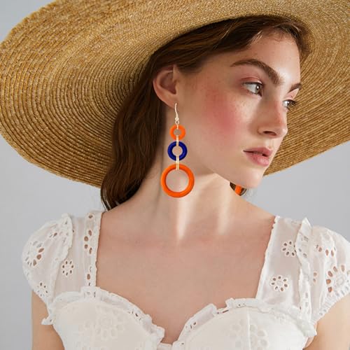 Bohemian Handmade Natural Wooden Circle Round Hoop Splicing Hook Earrings Lightweight Retro Colorful Long Wood Geometric Dangle Drop Earrings for Women2