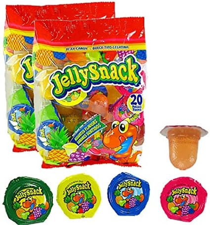 Jelly Snack Fruit Jelly Candy - Pack of 2 Bags (20 Cups Each) - Assorted Flavors