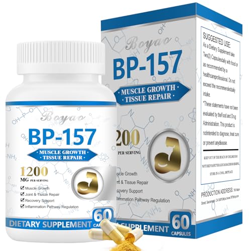 BOYAO BP-157 Peptide Capsules 1200mg (Upgraded Version), Tissue Repair, Strength, Supports Muscle Growth,60 Count