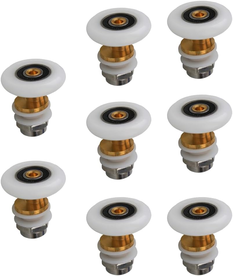 SagaSave 8 Pcs 25mm Diameter Shower Door Roller Runner Wheel Sliding Door Pulley Replacement Accessories Easy to Install