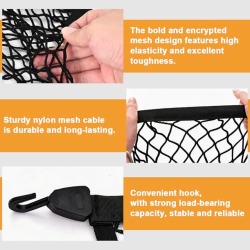 Image of STHIRA Truck Bed Cargo Net with 4 Hooks, Heavy Duty Stretch Mesh Cargo Net for Pickup Truck Bed, Elastic Load Restraint Net for Load Securing, Travel Gear, Equipment and Outdoor Transport, 120x120cm