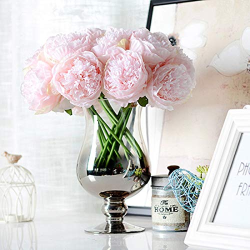 Ramo de 5 peonías artificiales, de DWE; flores hechas de imitación de seda, para novias, Navidad, bodas, fiestas, decoración del hogar Cover