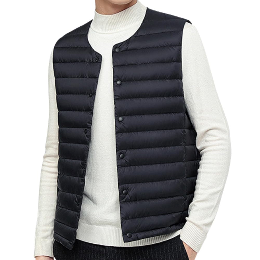 winromtico Men's Down Vest, Winter, Warm, Ultra Lightweight Vest, 2-Way Neck, V-Neck, Sleeveless, Waterproof, Storage Bag Included, Casual, Mountain Climbing, Outdoors, Fishing, Golf-picture-48