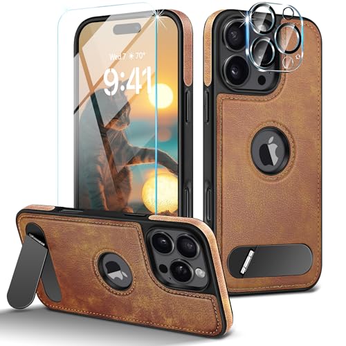 Étui magnétique en cuir pour iPhone 16 Pro Max avec protecteur d'écran