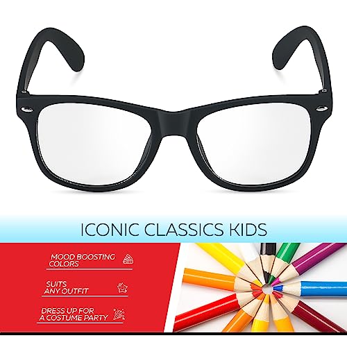 Image of Kids Sunglasses for Boys Girls Age 3-12 Classic Children Sun Glasses UV400 | Fun Colors, Rubberized Frame, UV Protection Shatterproof Lens, Square Kids Toddler Shades for Beach, Travel, Everyday