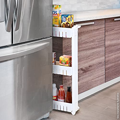 Prateleira Multiuso com Rodizio Branca Arthi Branco, 54.5 x 12.5 x 77.5 cm