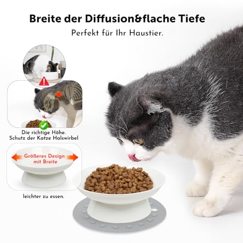 Katzennapf,2 Stück Futternapf Katze Aus Keramik Erhöhter Zervixschutz-Katzennapf Futternapf Katze Erhöht Fressnäpfe Katzen Für Katzen Mit Wasser, Trockenfutter, Nassfutter