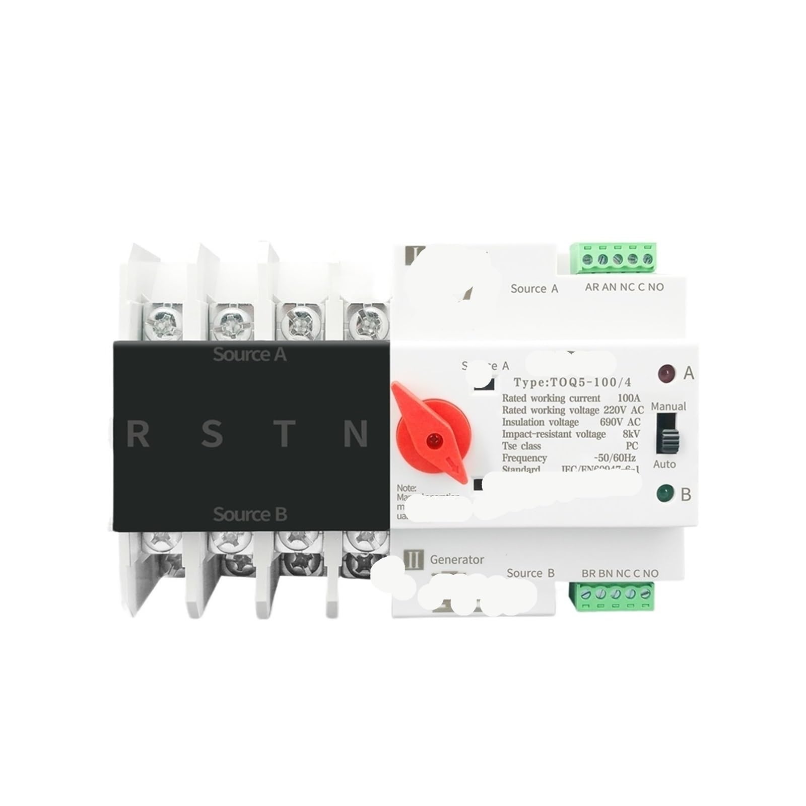 ATS commutateur de transfert automatique triphasé 4P 125A 220V