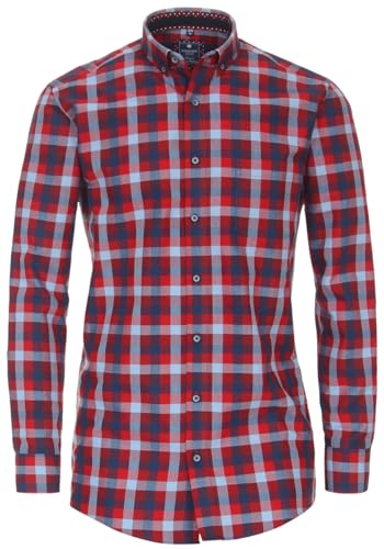 Preisvergleich Produktbild Redmond Langarmhemd Rot / Blau kariert 3XL Comfort Fit