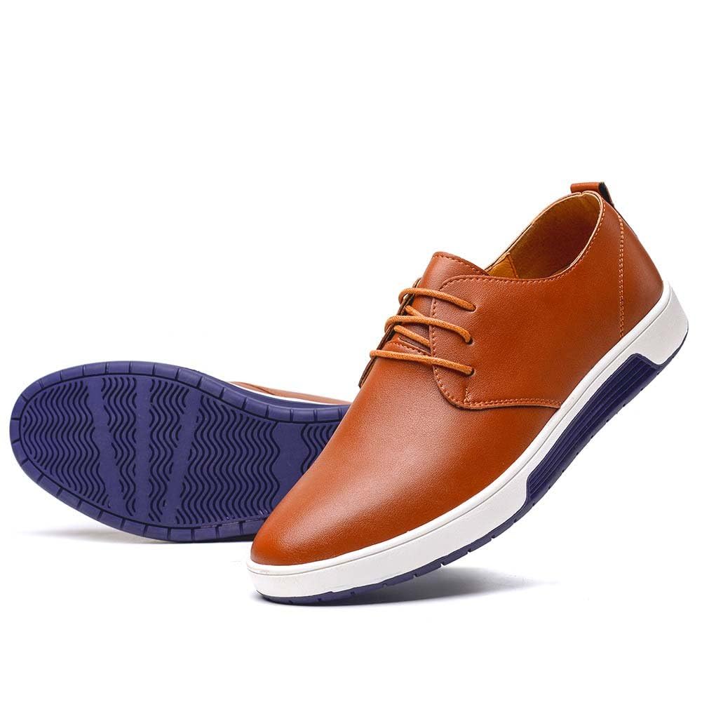 konhill Mens Casual Oxford Shoes - Breathable Dress Shoes Loafers Lace-up Flat Sneakers