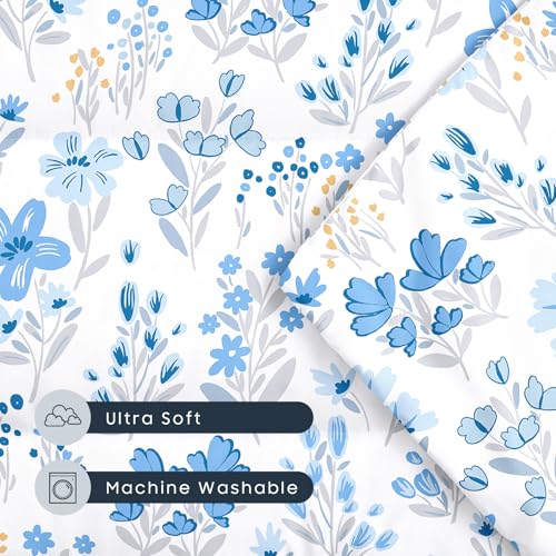 Image of Wake In Cloud - Cot Nap Mat with Pillow and Blanket, for Toddler Kids Girls Ages 3 Plus in Daycare Kindergarten Preschool with Elastic Corner Straps, Floral Botanical Flowers