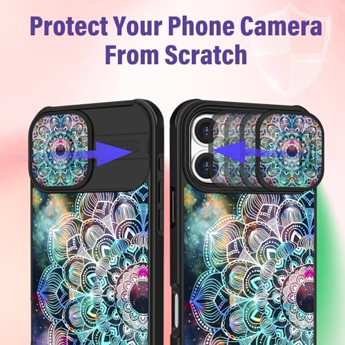 Image of Funermei for iPhone 16 Pro Max Case - Women Girls Cute Phone Cover Girly Pretty Aesthetic Flower Blue Unique Design with Camera Cover Funda for Apple for iPhone 16 Pro Max