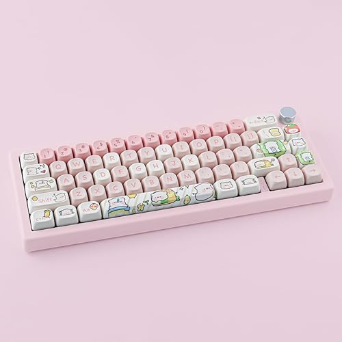 Miniatura 5 de Hyekit Teclas PBT - Teclas MOA de 145 teclas con perfil MOA de cerdo rosa, juego de teclas de sublimación de tinte para teclado mecánico Cherry