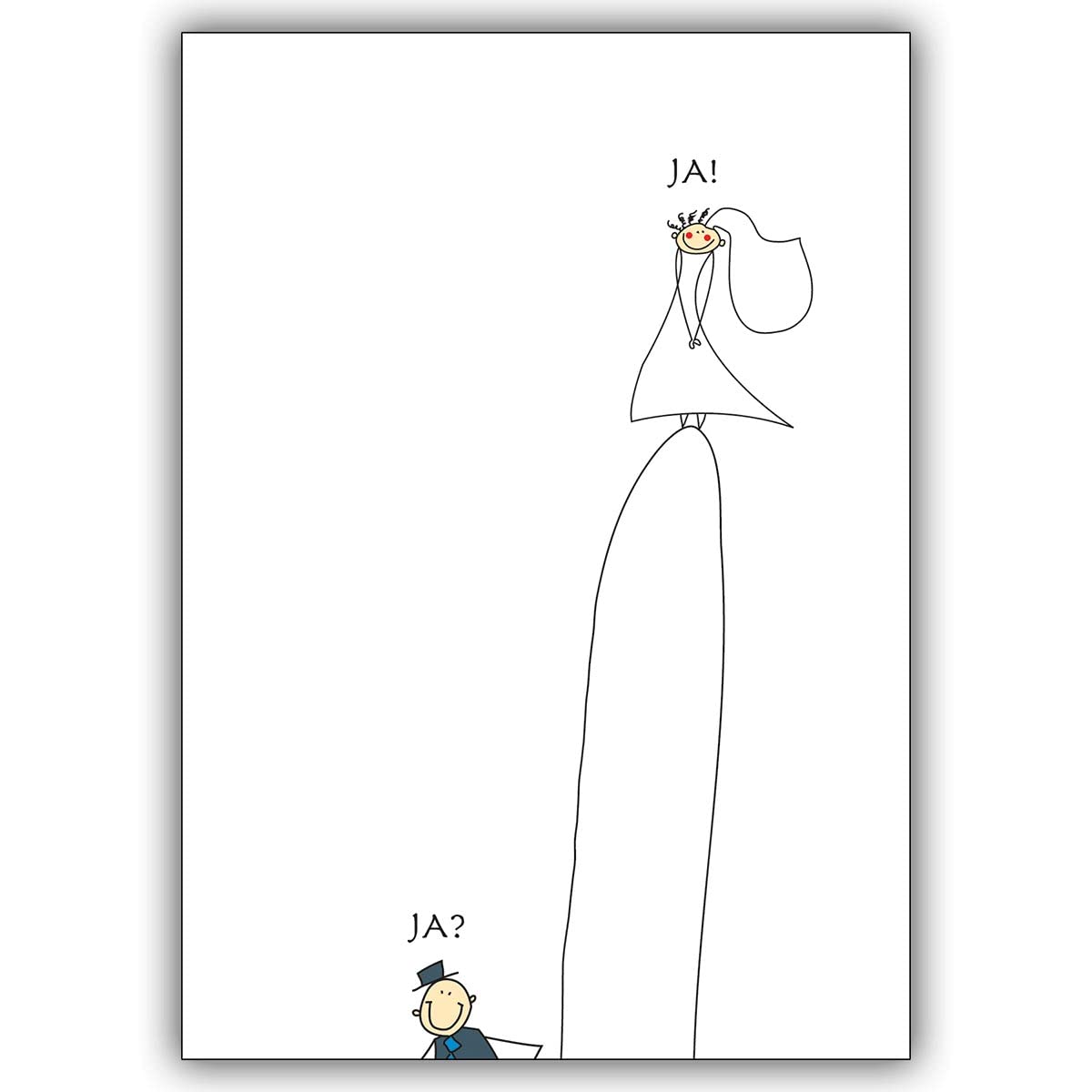 Kartenkaufrausch 16 Hochzeitskarten (16er Set): Lustige Hochzeitskarte mit niedlichem Brautpaar: Ja? Ja! • 1a Grusskarte mit Umschlag zu 1001 Anlass