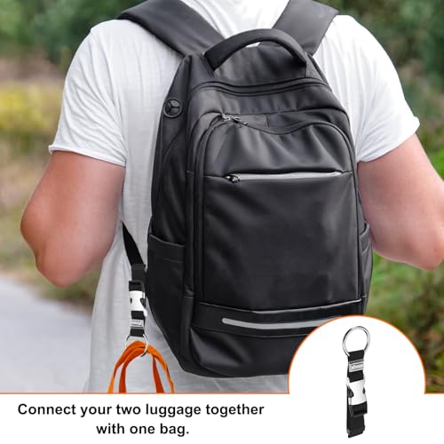 Image of HARFINGTON 2pcs Luggage Straps Jacket Clips Strap Nylon Adjustable Suitcase Belt Baggage Backpack Connector Travel Accessories with Metal Buckle for Extra Bags Travel Attachment, Black Blue